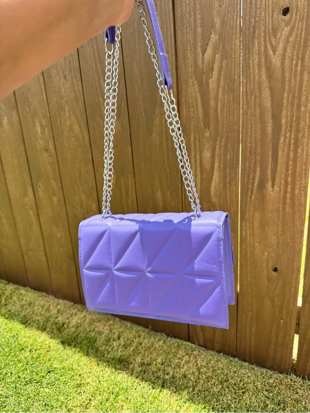 Quilted Lavender Chain Shoulder Bag - Unbranded